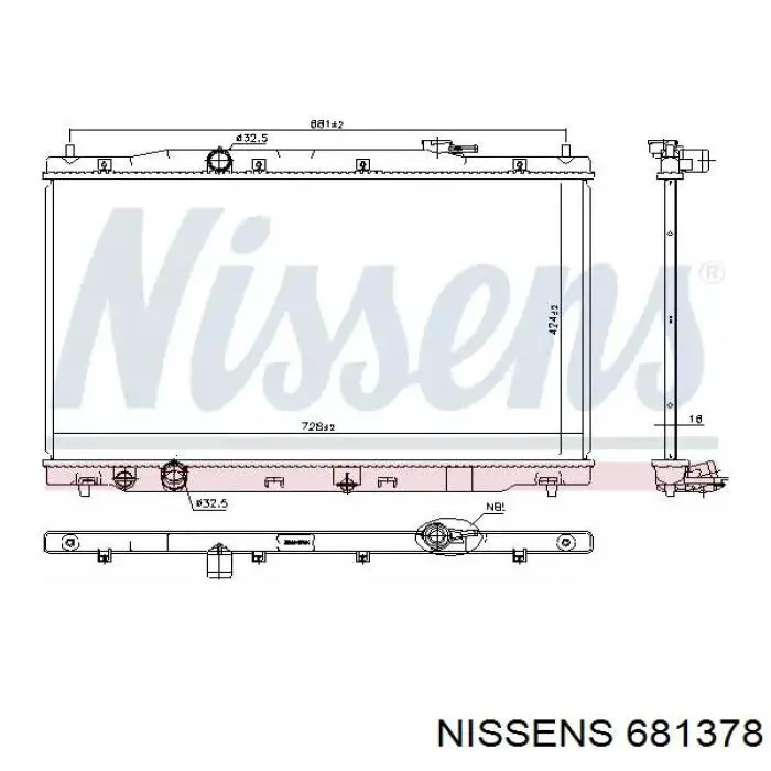 681378 Nissens радіатор охолодження двигуна