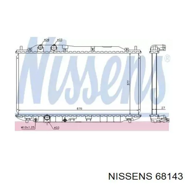 Радіатор основний Nissens 68143 ціна, від 110.54 USD