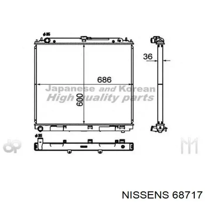 Радіатор основний Nissens 68717 ціна, від 183.72 USD