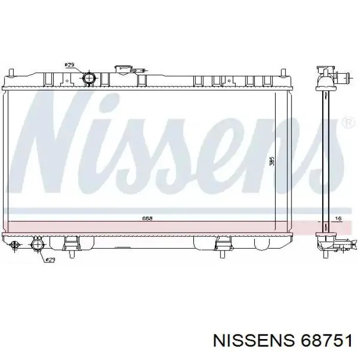 Радіатор охолодження двигуна 68751 Nissens