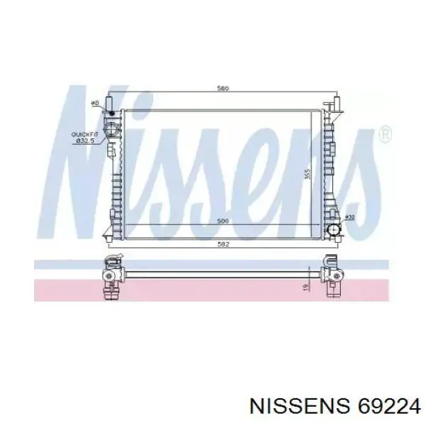 Радіатор охолодження двигуна 69224 Nissens