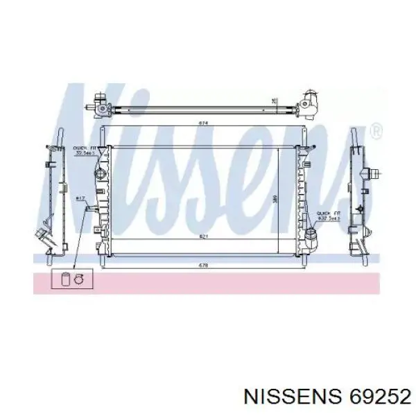 Радіатор охолодження двигуна 69252 Nissens