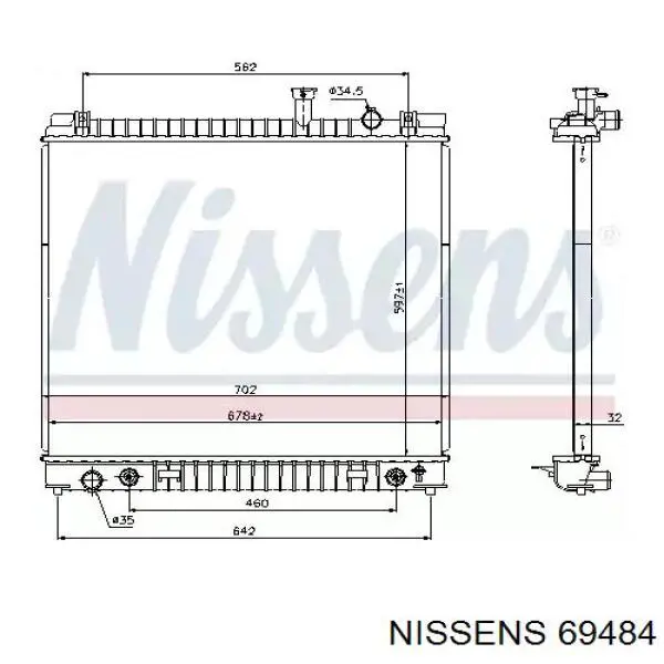 Радіатор охолодження двигуна 69484 Nissens