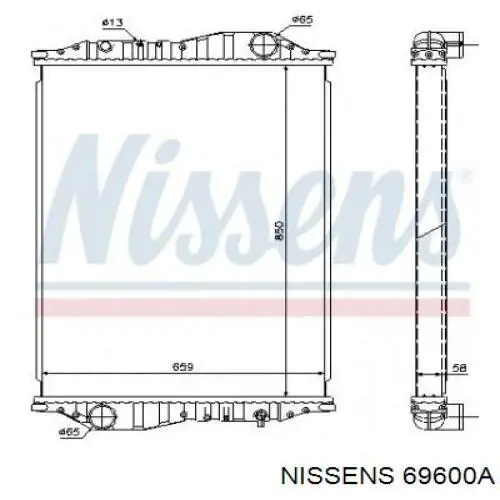 Радіатор охолодження двигуна 69600A Nissens