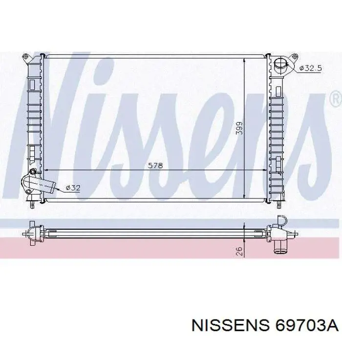 Радіатор основний Nissens 69703A ціна, від 113.11 USD