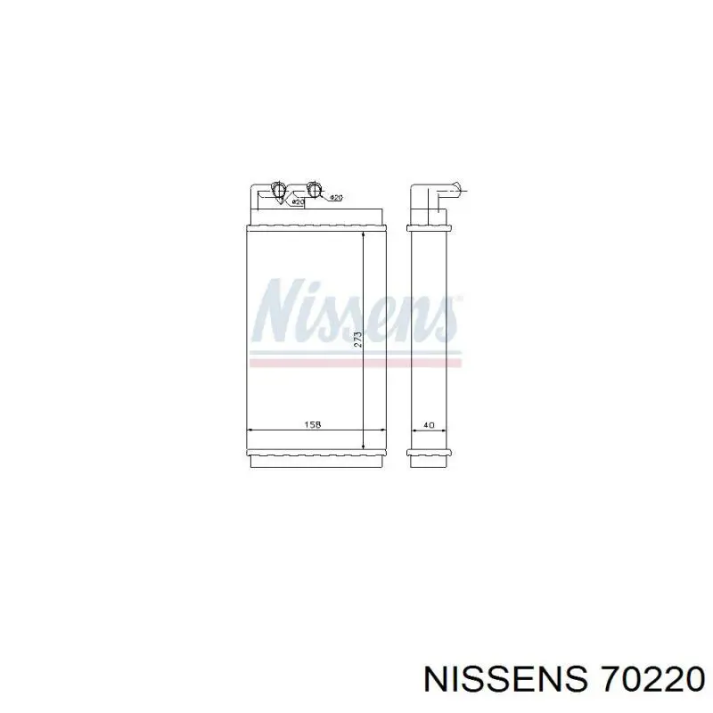 Радіатор пічки (обігрівача) Nissens 70220 ціна, від 20.76 USD