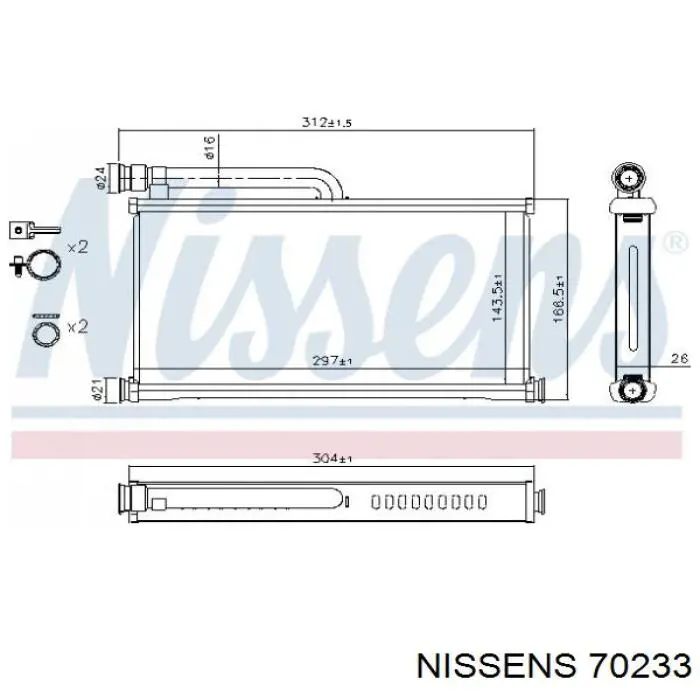 70233 Nissens радіатор пічки (обігрівача)