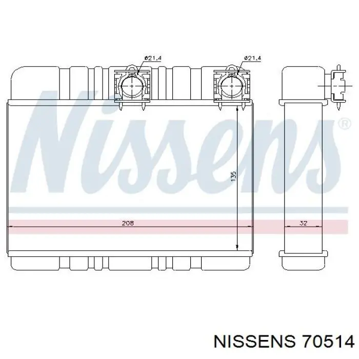 70514 Nissens радіатор пічки (обігрівача)
