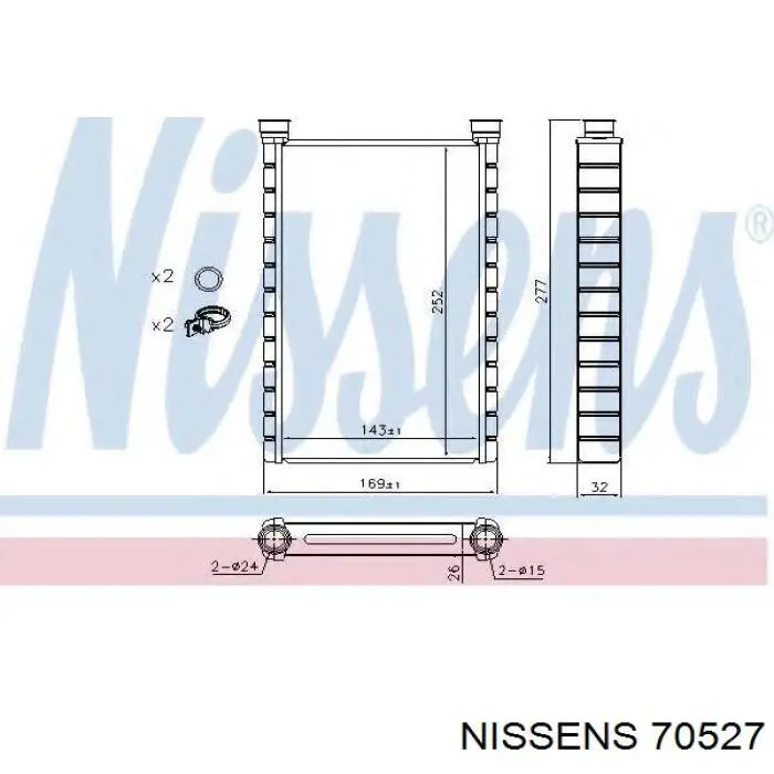 70527 Nissens радіатор пічки (обігрівача)