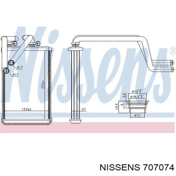 Радіатор пічки 707074 Nissens
