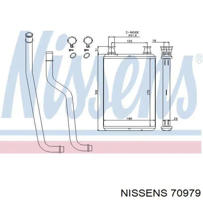 Радіатор пічки (обігрівача) Nissens 70979 ціна, від 55.60 USD