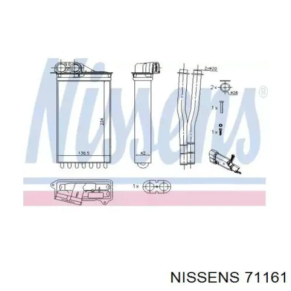 71161 Nissens радіатор пічки (обігрівача)