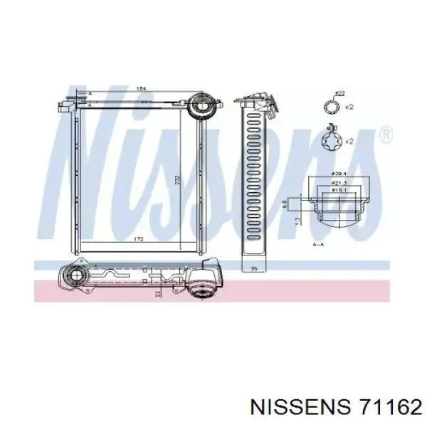 Радіатор пічки 71162 Nissens