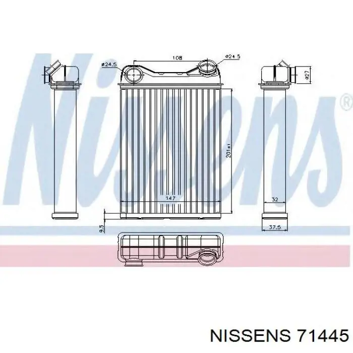 Радіатор пічки (обігрівача) 71445 Nissens