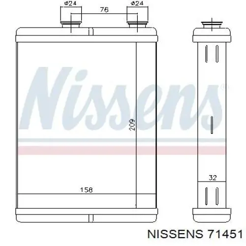 Радіатор пічки (обігрівача) 71451 Nissens