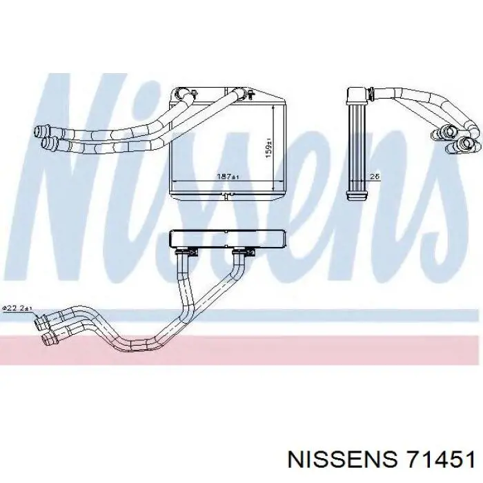 Радіатор пічки (обігрівача) Nissens 71451 ціна, від 36.57 USD