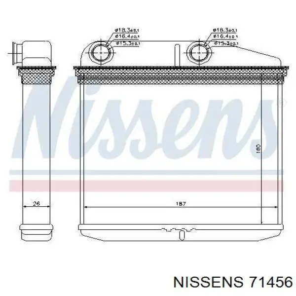 71456 Nissens радіатор пічки (обігрівача)