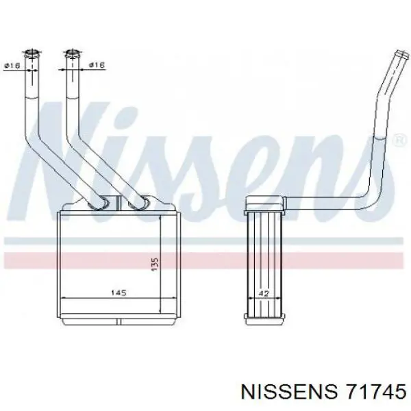 Радіатор пічки 71745 Nissens