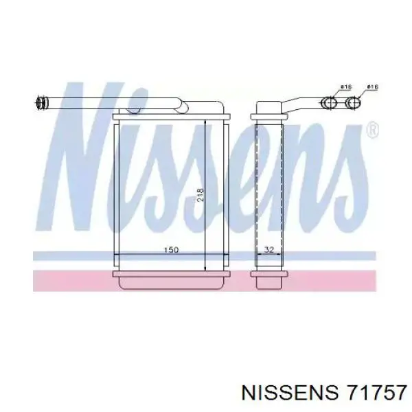 Радіатор пічки (обігрівача) Nissens 71757 ціна, від 48.57 USD