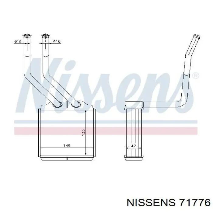 Купити 71776 Nissens Радіатор пічки (обігрівача), задній