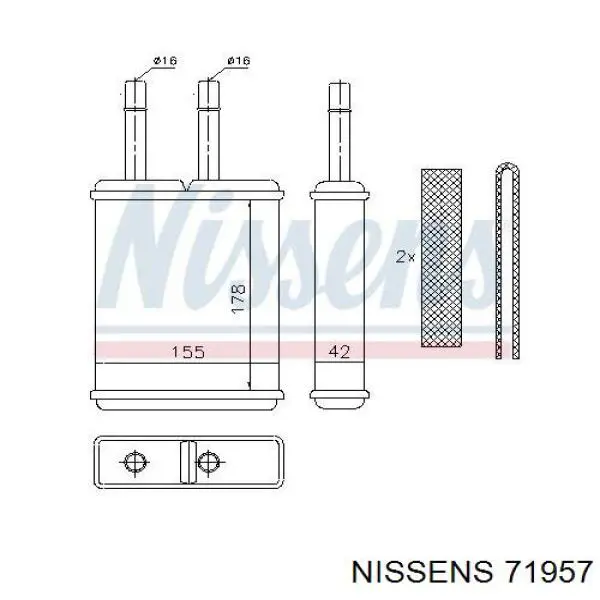 Радіатор пічки (обігрівача) 71957 Nissens