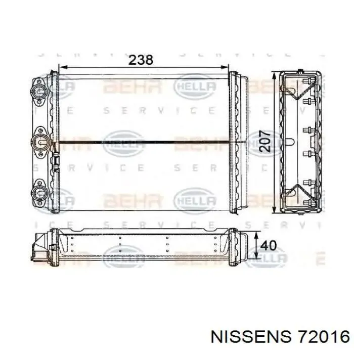 Радіатор пічки (обігрівача) 72016 Nissens
