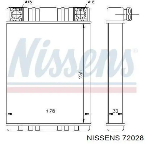 72028 Nissens Радіатор опалювача салону