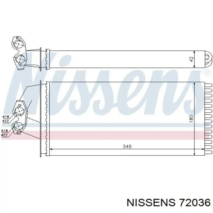 72036 Nissens радіатор пічки (обігрівача)