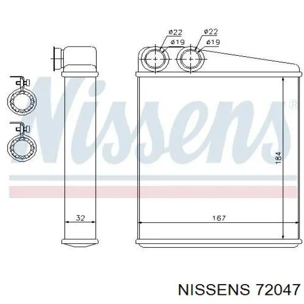 72047 Nissens радіатор пічки (обігрівача)