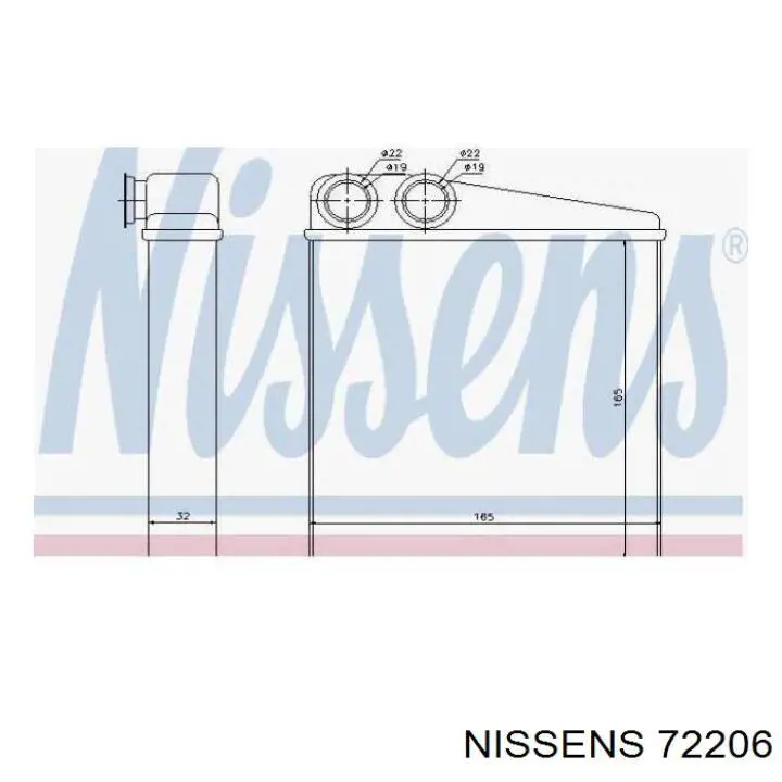 72206 Nissens Радіатор опалювача салону