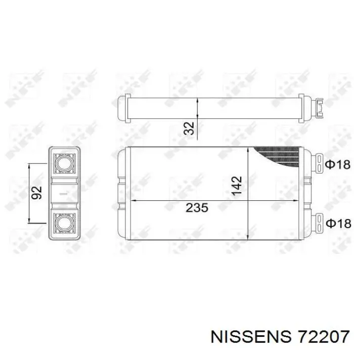 Радіатор пічки (обігрівача) Nissens 72207 ціна, від 66.08 USD