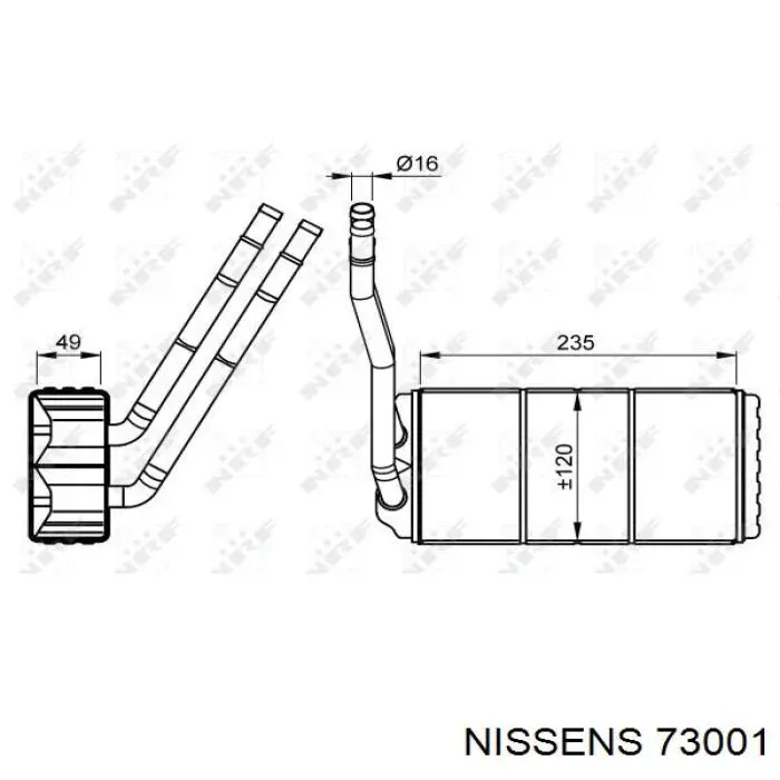 Радіатор пічки (обігрівача) Nissens 73001 ціна, від 51.08 USD