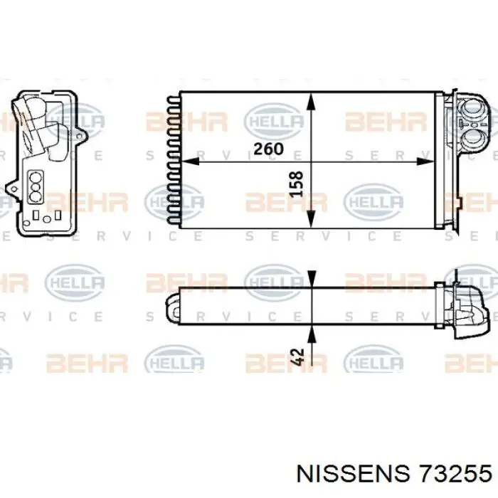 Радіатор пічки 73255 Nissens