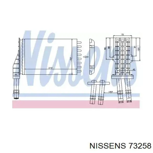 Радіатор пічки 73258 Nissens