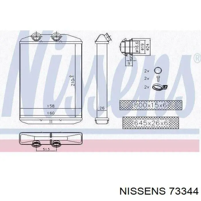 73344 Nissens радіатор пічки (обігрівача)