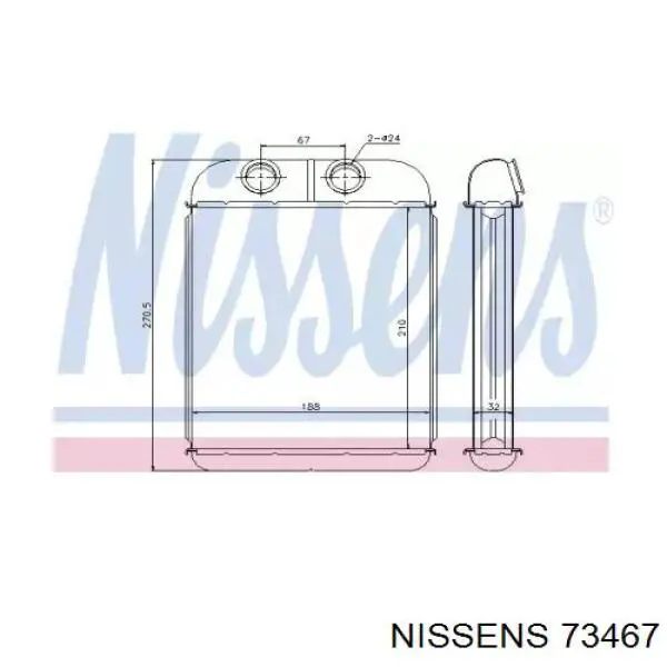 73467 Nissens радіатор пічки (обігрівача)