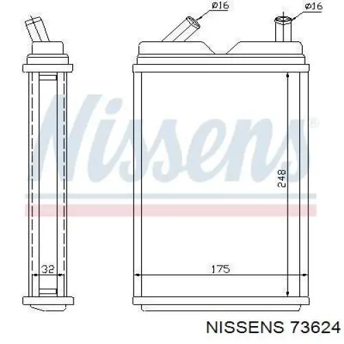 73624 Nissens радіатор пічки (обігрівача)