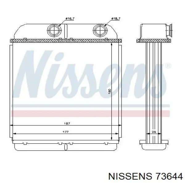 Радіатор пічки 73644 Nissens