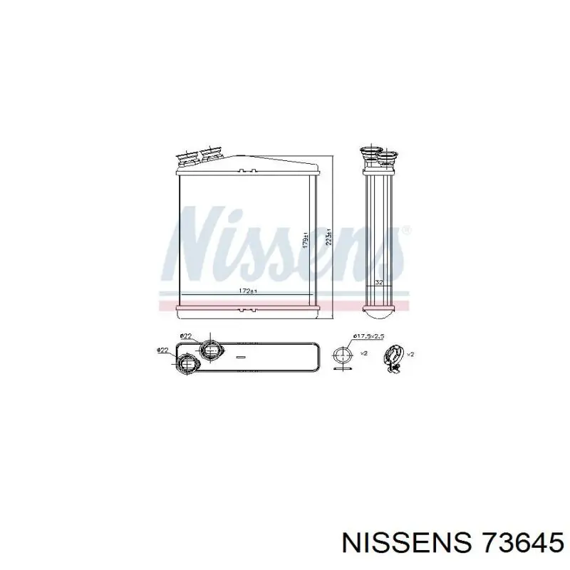 Радіатор пічки (обігрівача) Nissens 73645 ціна, від 54.76 USD