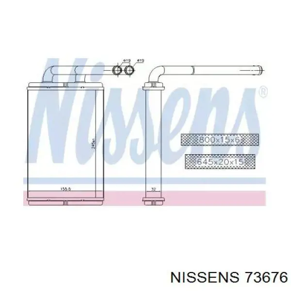73676 Nissens радіатор пічки (обігрівача)