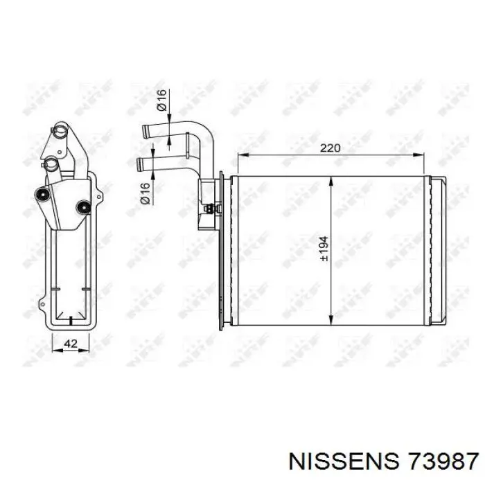 Радіатор пічки (обігрівача) 73987 Nissens
