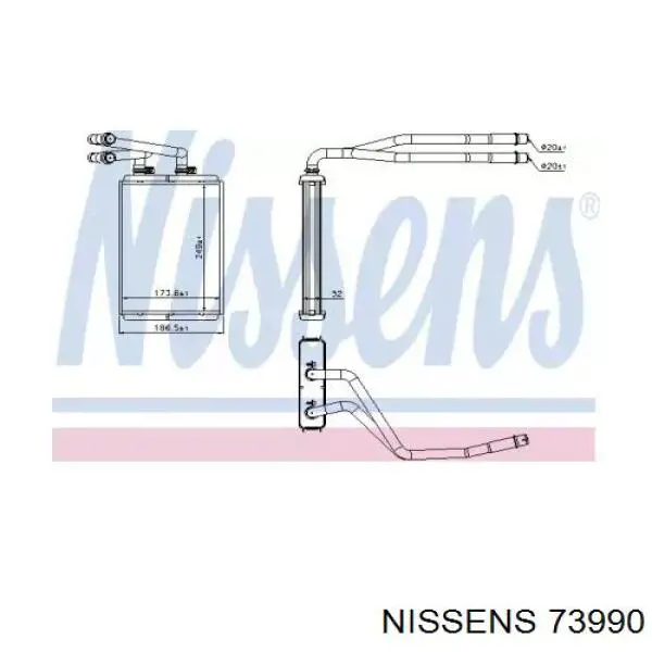 Радіатор пічки 73990 Nissens