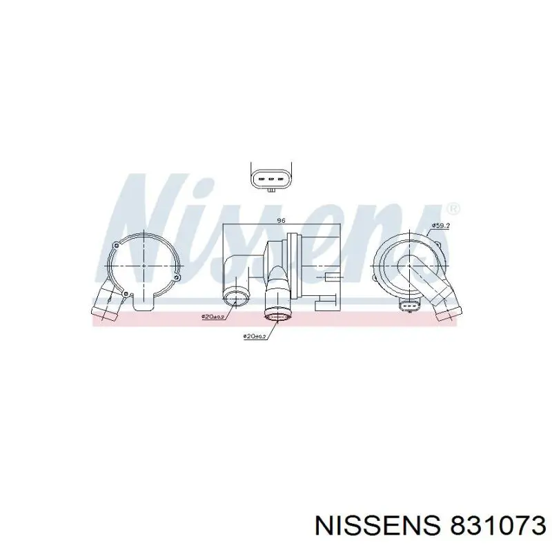 831073 Nissens помпа водяна (насос охолодження, додатковий електричний)