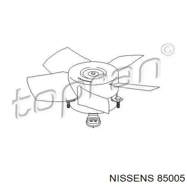 85005 Nissens дифузор радіатора охолодження, в зборі з двигуном і крильчаткою