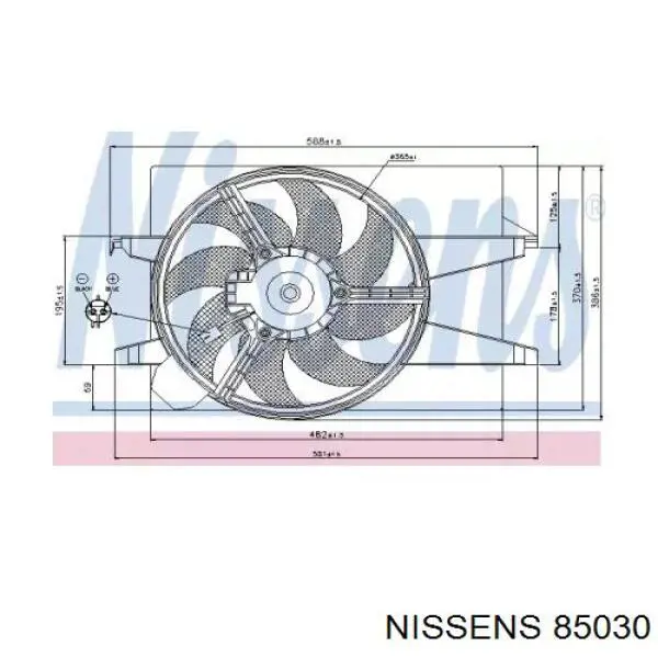 Купити 85030 Nissens Дифузор радіатора охолодження, в зборі з двигуном і крильчаткою