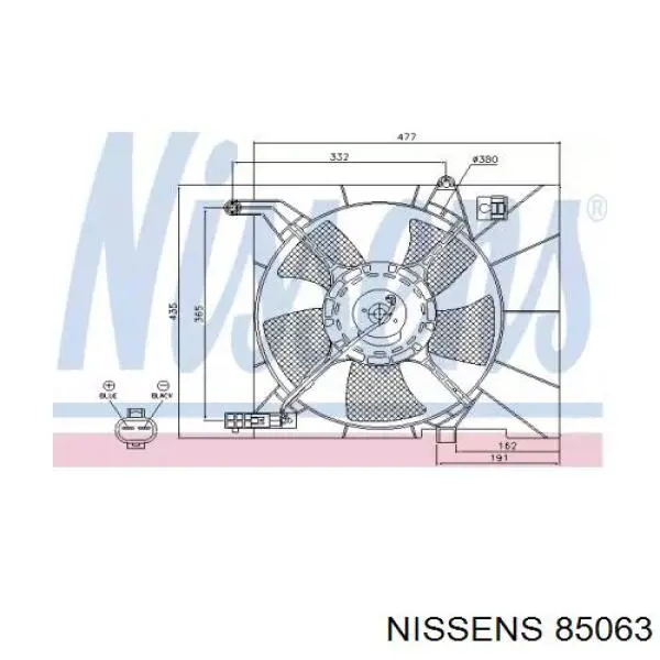 Купити 85063 Nissens Дифузор радіатора охолодження, в зборі з двигуном і крильчаткою