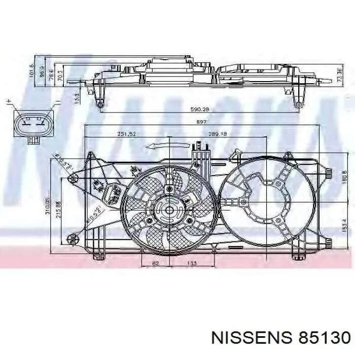 Дифузор радіатора охолодження, в зборі з двигуном і крильчаткою Nissens 85130 ціна, від 93.75 USD