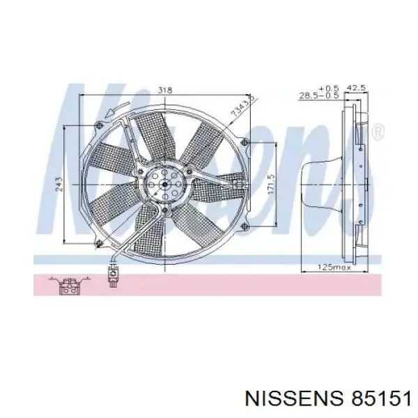 Купити 85151 Nissens Електровентилятор охолодження в зборі (двигун + крильчатка)