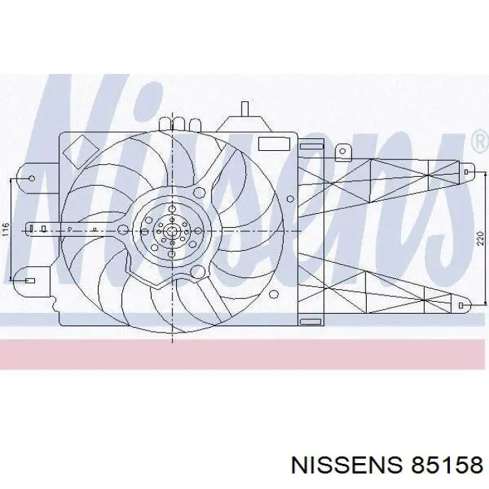 Дифузор радіатора охолодження, в зборі з двигуном і крильчаткою Nissens 85158 ціна, від 56.95 USD