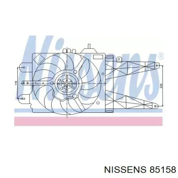 Купити 85158 Nissens Дифузор радіатора охолодження, в зборі з двигуном і крильчаткою